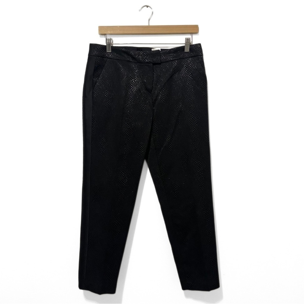 Issac Mizrahi Black Metallic Mid-Rise Tapered Leg Workwear Trouser Pants Size 4